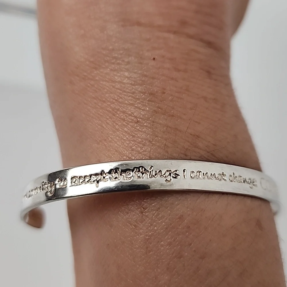 Serenity Prayer Bangle 'Courage' 925 Sterling Silver - Picture 5 of 16